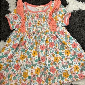 Matilda Jane Coral Trim Floral Smocked Dress